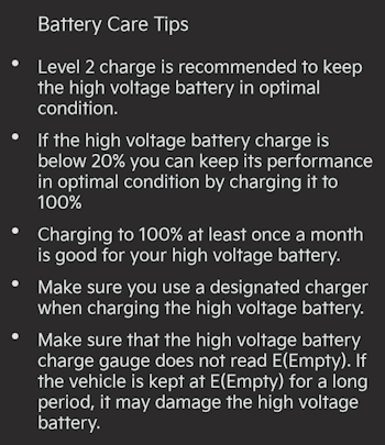HV Battery care tips
