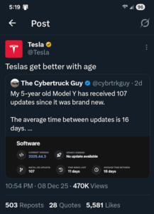 Screenshot of Tesla comment
